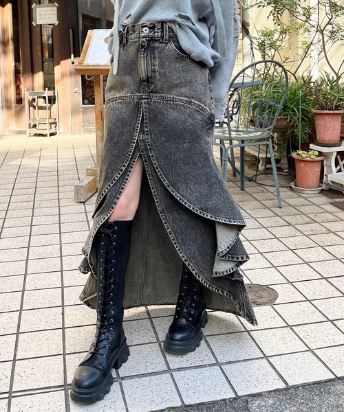 デニムフレアスカート