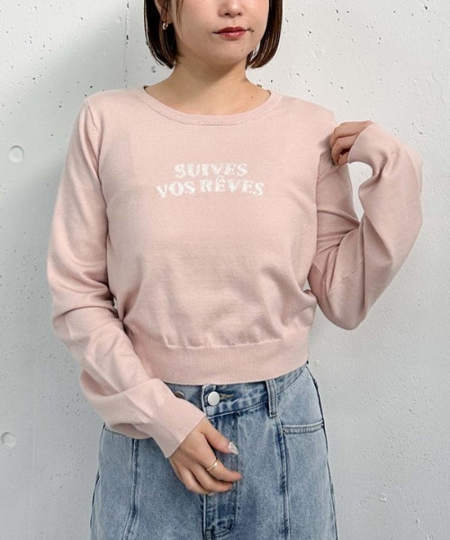 archives（アルシーヴ）の「インターシャロゴニット（ニット/セーター・レディース・アイボリー/グレー/ブラック/ピンク・MEDIUM）」の4枚目の写真