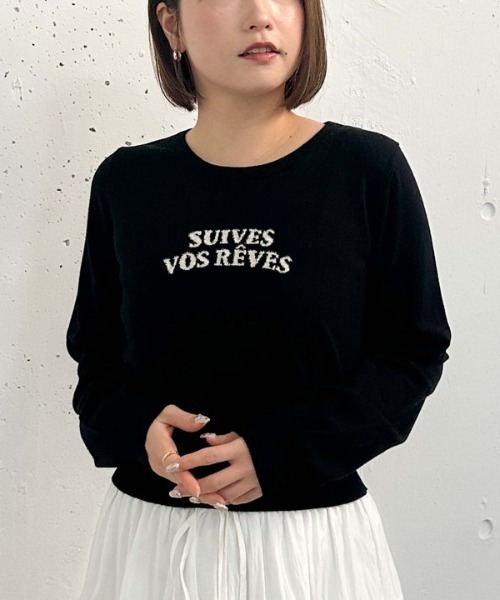 archives（アルシーヴ）の「インターシャロゴニット（ニット/セーター・レディース・アイボリー/グレー/ブラック/ピンク・MEDIUM）」の3枚目の写真