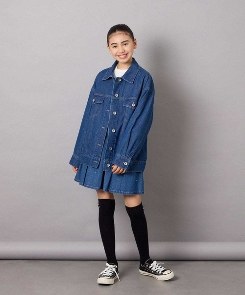 a.v.v（アーヴェヴェ）の「[140-150]オーバーデニムブルゾン（デニムジャケット・キッズ・ブルー・140/150）」の11枚目の写真