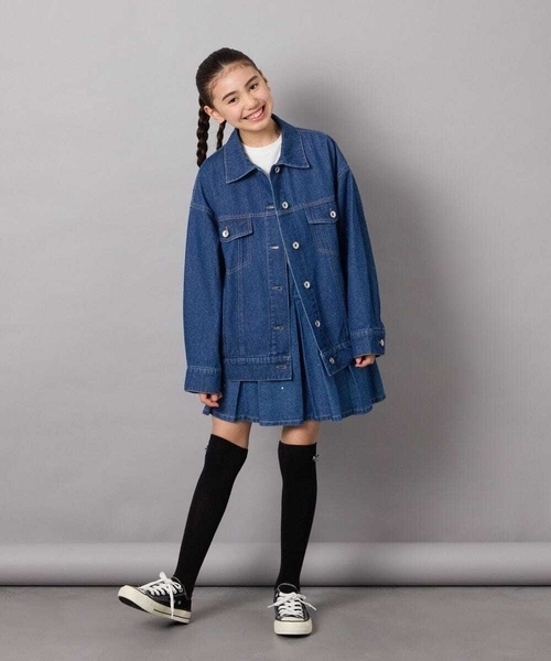 a.v.v（アーヴェヴェ）の「[140-150]オーバーデニムブルゾン（デニムジャケット・キッズ・ブルー・140/150）」の12枚目の写真
