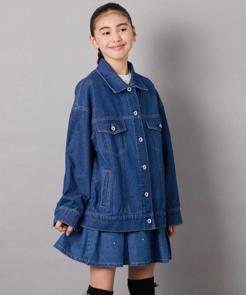 a.v.v（アーヴェヴェ）の「[140-150]オーバーデニムブルゾン（デニムジャケット・キッズ・ブルー・140/150）」の2枚目の写真