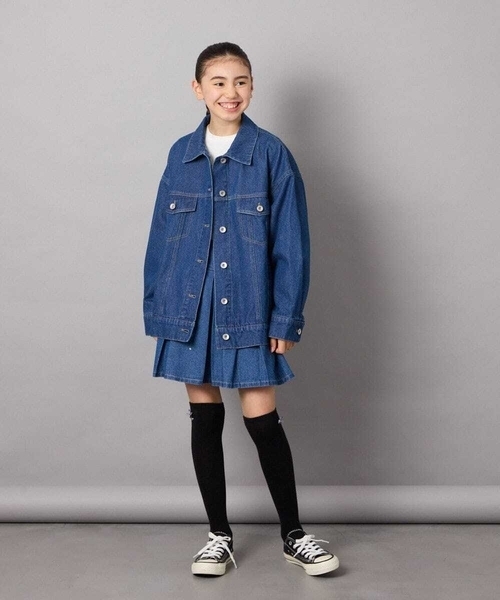 a.v.v（アーヴェヴェ）の「[140-150]オーバーデニムブルゾン（デニムジャケット・キッズ・ブルー・140/150）」の6枚目の写真