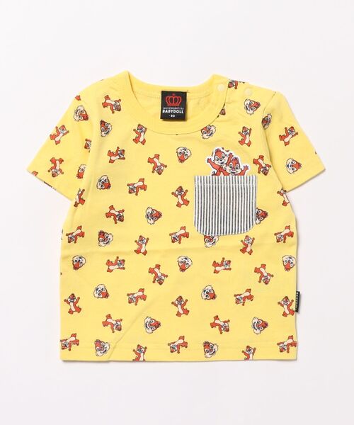 綿100％】 ディズニー キャラクター総柄ポケットTシャツ 0292K
