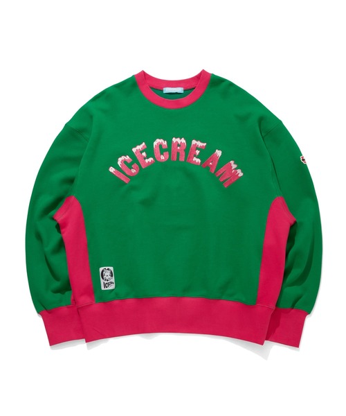 【ICECREAM】drippy エメラルド ロゴ スウェットシャツ 関送込 セール】SWITCHING SWEATSHIRT（スウェット）｜ICECREAM（アイス