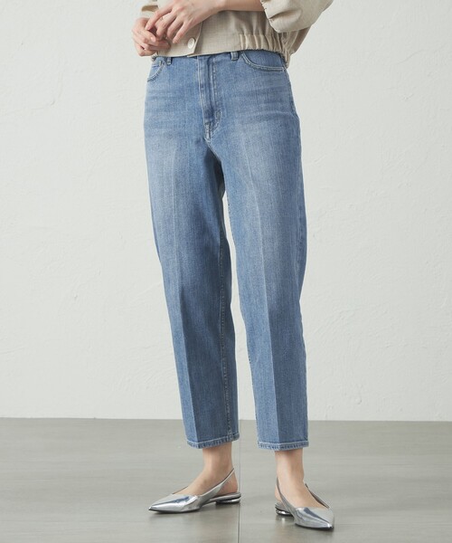 CAST:(キャストコロン)の「【美シルエット】クロップドストレッチデニム(デニムパンツ・レディース・ブルー系その他4・L/XS/S/M)」の1枚目の写真