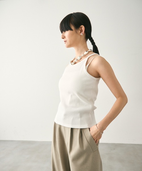Lutim by u（ルチバイユー）の「American Sleeveless Rib Camisole / アメスリリブキャミソール（キャミソール・レディース・ホワイト/チャコールグレー/ブラック・M/L）」の4枚目の写真