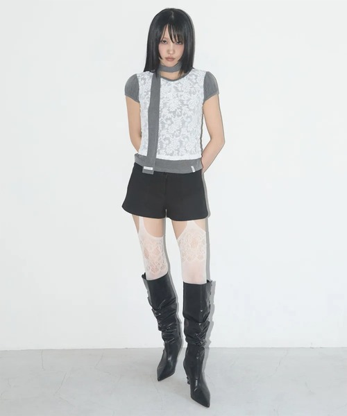 FANCY CLUB（ファンシークラブ）の「A'GEM/9 × .kom 『 FANCY CLUB/ファンシークラブ』 LACE SHIRRING TOP & SCARF/レースシャーリングトップス＆スカーフ（その他トップス・レディース・ブラック/グレー・FREE）」の12枚目の写真