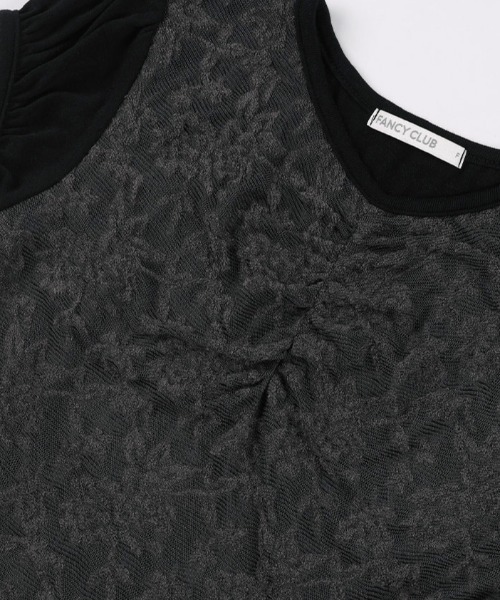 A'GEM/9 × .kom 「 FANCY CLUB/ファンシークラブ」 LACE SHIRRING TOP ＆ SCARF/レースシャーリングトッ セール】A'GEM/9 × .kom 『 FANCY CLUB/ファンシークラブ』 LACE