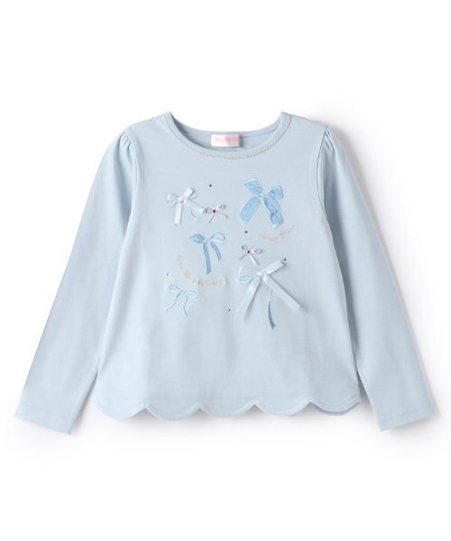 セール】リボンイッパイ裾スカラップ長袖Tシャツ（Tシャツ/カットソー