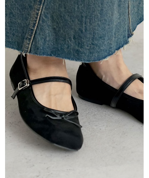 Re:EDIT（リエディ）の「リボン付スクエアトゥバレエシューズ（パンプス・レディース・ブラック/レッド/イエロー・SMALL/MEDIUM/LARGE/X-LARGE）」の7枚目の写真