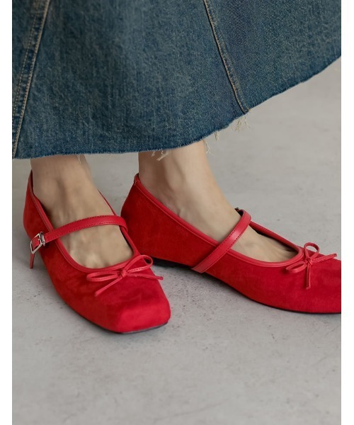 Re:EDIT（リエディ）の「リボン付スクエアトゥバレエシューズ（パンプス・レディース・ブラック/レッド/イエロー・SMALL/MEDIUM/LARGE/X-LARGE）」の9枚目の写真