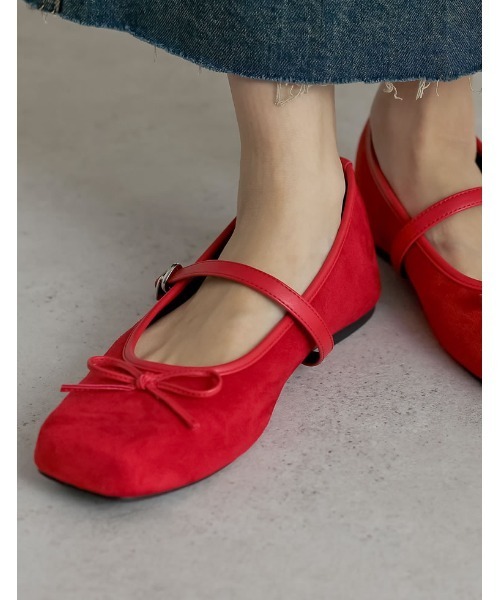 Re:EDIT（リエディ）の「リボン付スクエアトゥバレエシューズ（パンプス・レディース・ブラック/レッド/イエロー・SMALL/MEDIUM/LARGE/X-LARGE）」の11枚目の写真