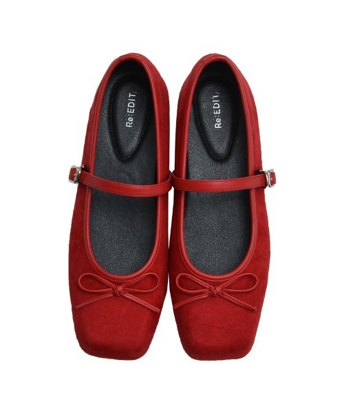 Re:EDIT（リエディ）の「リボン付スクエアトゥバレエシューズ（パンプス・レディース・ブラック/レッド/イエロー・SMALL/MEDIUM/LARGE/X-LARGE）」の19枚目の写真