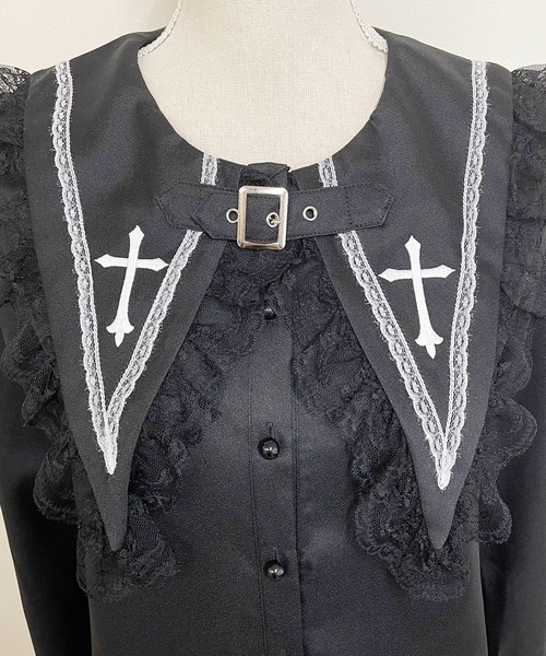 MA*RS(アメーバーマーズ)の「ベルト付きクロス刺繍ブラウス(シャツ/ブラウス・レディース・ホワイト/ブラック・FREE)」の13枚目の写真