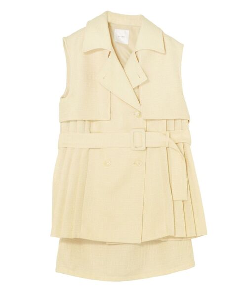 EATME（イートミー）の「ツイードプリーツベスト&スカートSet（つなぎ/オールインワン・レディース・イエロー/ブラック/アイボリー・FREE）」の3枚目の写真