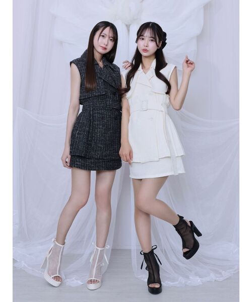 EATME（イートミー）の「ツイードプリーツベスト&スカートSet（つなぎ/オールインワン・レディース・イエロー/ブラック/アイボリー・FREE）」の14枚目の写真