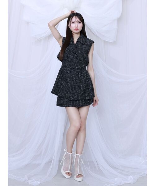 EATME（イートミー）の「ツイードプリーツベスト&スカートSet（つなぎ/オールインワン・レディース・イエロー/ブラック/アイボリー・FREE）」の16枚目の写真