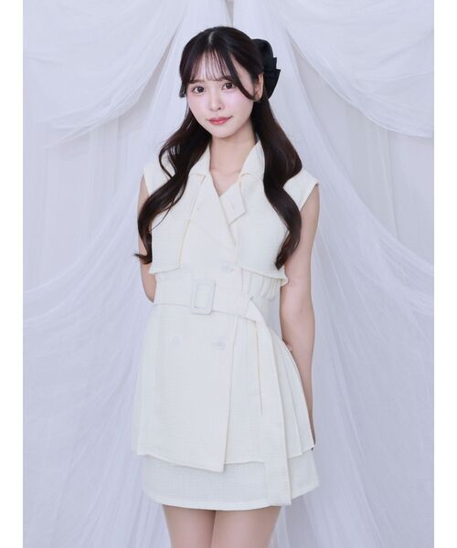 EATME（イートミー）の「ツイードプリーツベスト&スカートSet（つなぎ/オールインワン・レディース・イエロー/ブラック/アイボリー・FREE）」の19枚目の写真