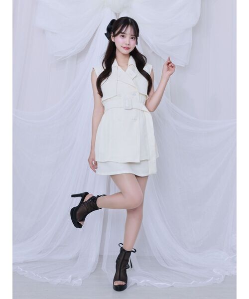 EATME（イートミー）の「ツイードプリーツベスト&スカートSet（つなぎ/オールインワン・レディース・イエロー/ブラック/アイボリー・FREE）」の21枚目の写真