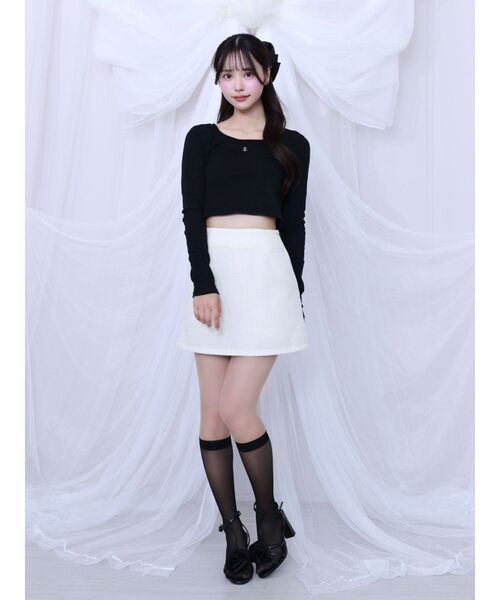 EATME（イートミー）の「ツイードプリーツベスト&スカートSet（つなぎ/オールインワン・レディース・イエロー/ブラック/アイボリー・FREE）」の5枚目の写真