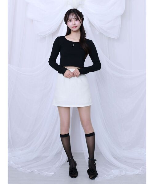 EATME（イートミー）の「ツイードプリーツベスト&スカートSet（つなぎ/オールインワン・レディース・イエロー/ブラック/アイボリー・FREE）」の6枚目の写真