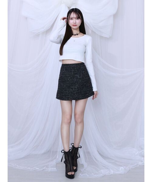 EATME（イートミー）の「ツイードプリーツベスト&スカートSet（つなぎ/オールインワン・レディース・イエロー/ブラック/アイボリー・FREE）」の9枚目の写真