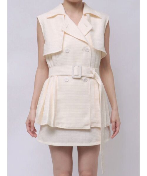 EATME（イートミー）の「ツイードプリーツベスト&スカートSet（つなぎ/オールインワン・レディース・イエロー/ブラック/アイボリー・FREE）」の10枚目の写真