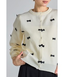 スポンジニットリボンカーディガン