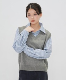 セット ニットベスト シャツ レイヤード