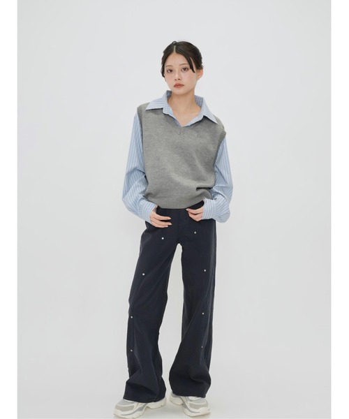 Enewd nina(エニュードニーナ)の「セット ニットベスト シャツ レイヤード(シャツ/ブラウス・レディース・ピンク/ネイビー/グレー・FREE)」の6枚目の写真