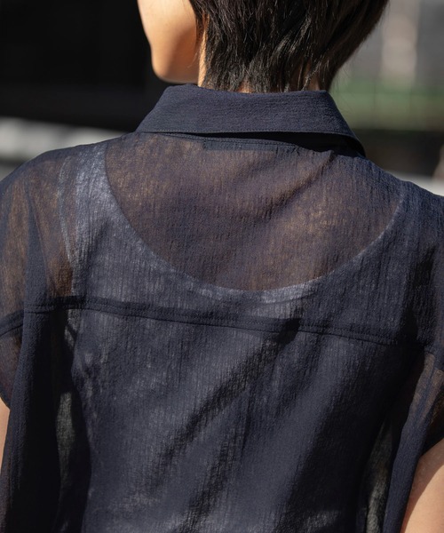 Munich（ミューニック）の「【速乾性】【防シワ】ヴィンテージボイルフラップシャツ（シャツ/ブラウス・レディース・ネイビー/ブラック/ホワイト・FREE）」の17枚目の写真