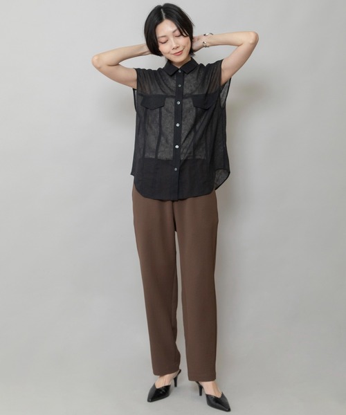 Munich（ミューニック）の「【速乾性】【防シワ】ヴィンテージボイルフラップシャツ（シャツ/ブラウス・レディース・ネイビー/ブラック/ホワイト・FREE）」の15枚目の写真