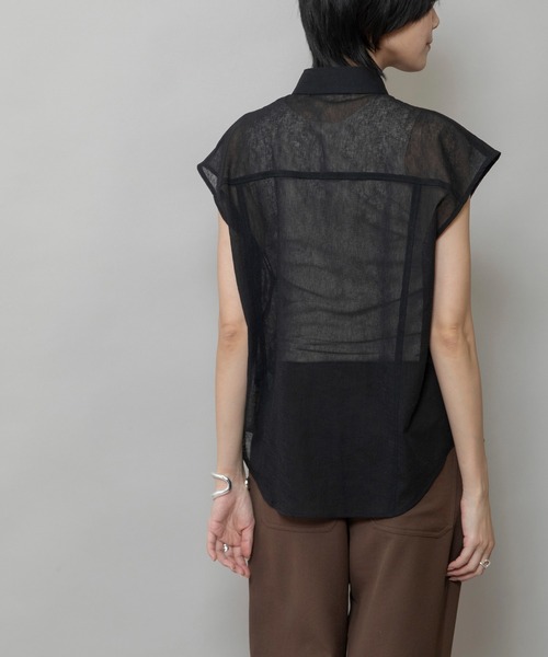 Munich（ミューニック）の「【速乾性】【防シワ】ヴィンテージボイルフラップシャツ（シャツ/ブラウス・レディース・ネイビー/ブラック/ホワイト・FREE）」の12枚目の写真