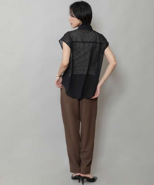 Munich（ミューニック）の「【速乾性】【防シワ】ヴィンテージボイルフラップシャツ（シャツ/ブラウス・レディース・ネイビー/ブラック/ホワイト・FREE）」の13枚目の写真