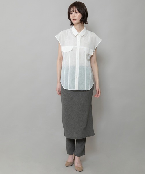 Munich（ミューニック）の「【速乾性】【防シワ】ヴィンテージボイルフラップシャツ（シャツ/ブラウス・レディース・ネイビー/ブラック/ホワイト・FREE）」の9枚目の写真