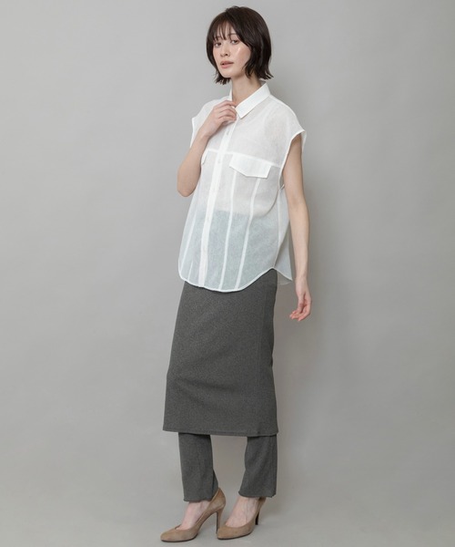 Munich（ミューニック）の「【速乾性】【防シワ】ヴィンテージボイルフラップシャツ（シャツ/ブラウス・レディース・ネイビー/ブラック/ホワイト・FREE）」の8枚目の写真