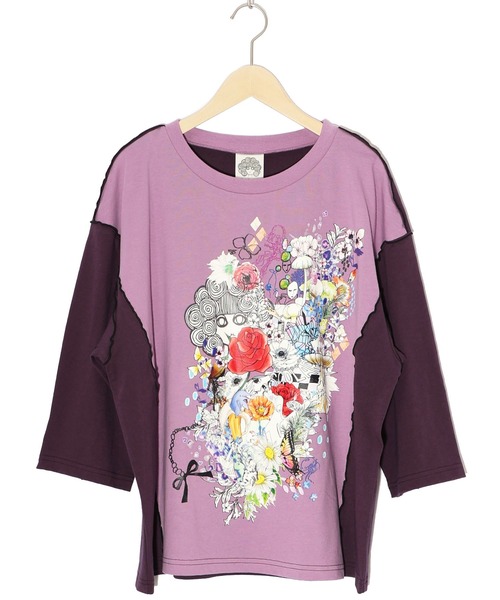 セール】151654：スカラーちゃんと花 バイカラー7分袖Tシャツ（T