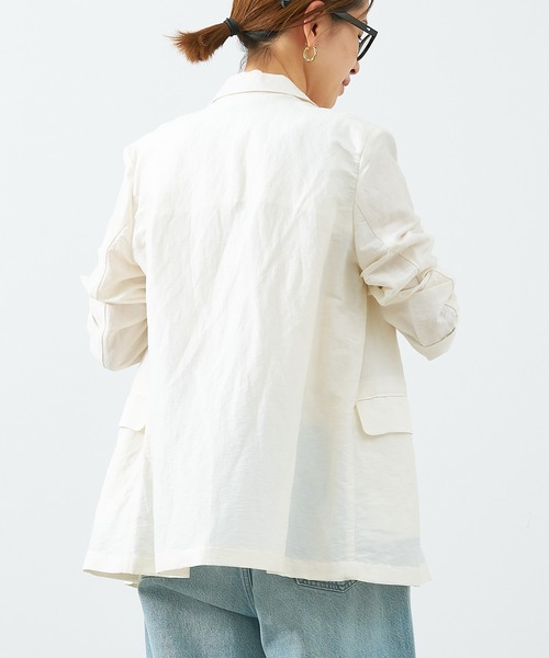 MICA&DEAL（マイカ＆ディール）の「シアーテーラードジャケット〈セットアップ対応〉（テーラードジャケット・レディース・グレー/ブラウン/オフホワイト・FREE）」の22枚目の写真