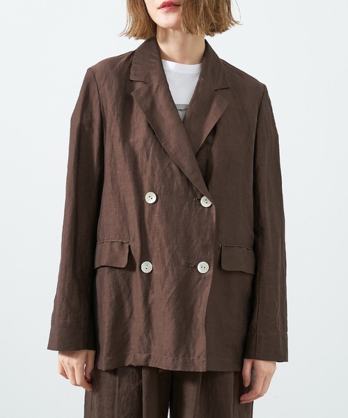 MICA&DEAL（マイカ＆ディール）の「シアーテーラードジャケット〈セットアップ対応〉（テーラードジャケット・レディース・グレー/ブラウン/オフホワイト・FREE）」の15枚目の写真