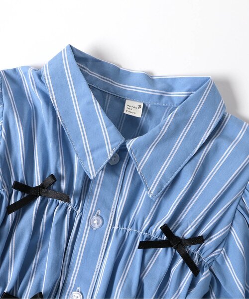 セール】【ジュニア対応】ストライプシャーリングリボンチュニック