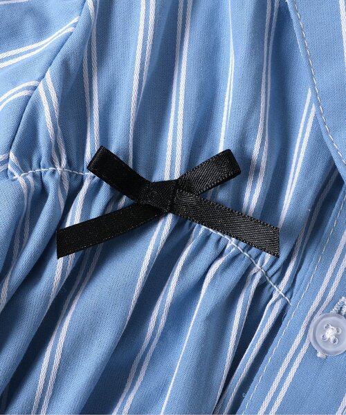 apres les cours（アプレレクール）の「【ジュニア対応】ストライプシャーリングリボンチュニック（シャツ/ブラウス・キッズ・ピンク/ブルー・90/140/130/120/110/100/80）」の6枚目の写真