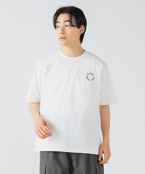 BEAMS HEART（ビームスハート）の「クイックドライ エンブレム Tシャツ (吸水速乾)（Tシャツ/カットソー・メンズ・チャコールグレー/ホワイト/グレー・SMALL/MEDIUM/LARGE）」の2枚目の写真