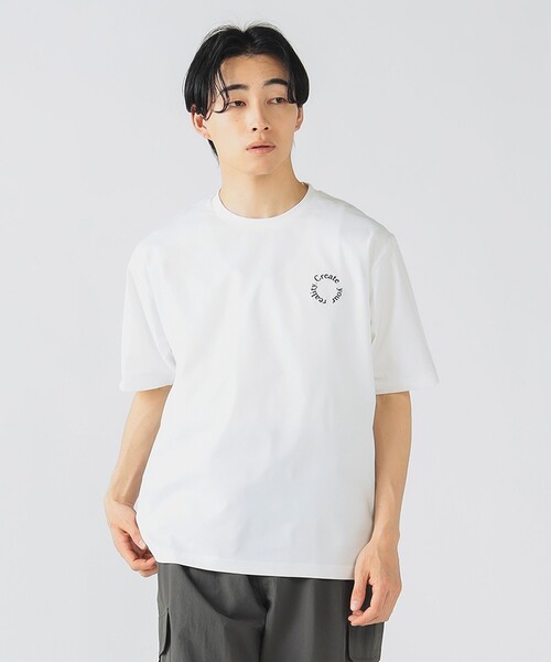 BEAMS HEART（ビームスハート）の「クイックドライ エンブレム Tシャツ (吸水速乾)（Tシャツ/カットソー・メンズ・チャコールグレー/ホワイト/グレー・SMALL/MEDIUM/LARGE）」の6枚目の写真