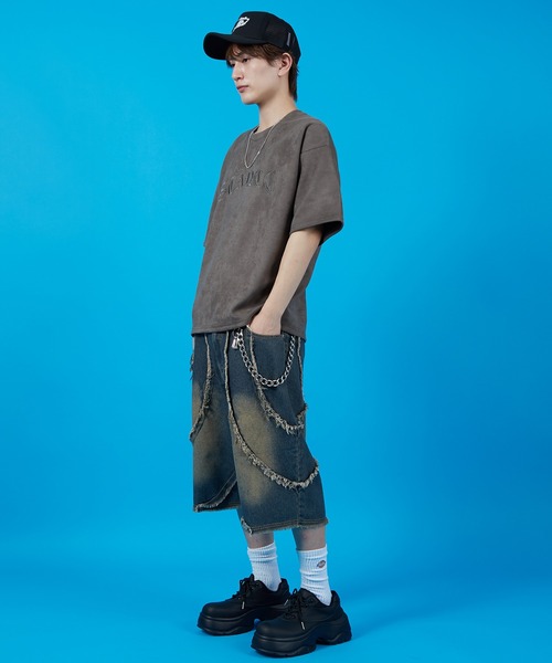 SIDEWAY STANCE(サイドウェイスタンス)の「【SIDEWAY STANCE】スエードポンチ BLロゴ刺しゅう 半袖Tシャツ(Tシャツ/カットソー・メンズ・ベージュ/ピンク/チャコール・SMALL/MEDIUM/LARGE)」の10枚目の写真