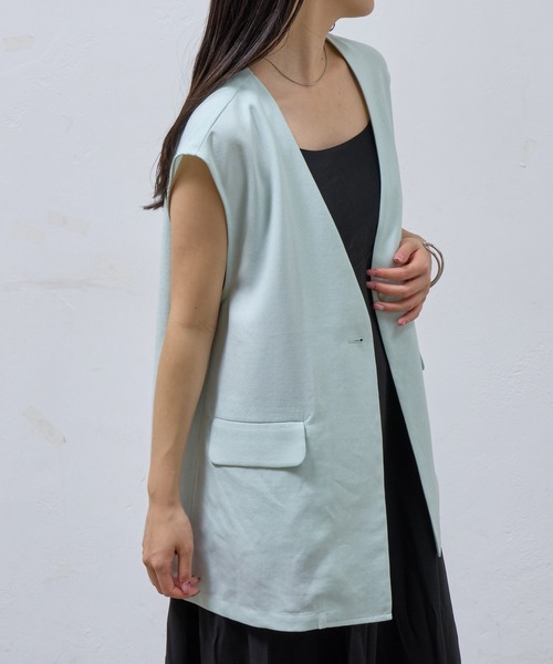 COLONY 2139(コロニートゥーワンスリーナイン)の「テックリネンノーカラーシングルジレ(その他アウター・レディース・ブラック/グレイッシュベージュ/ブラウン/ミント・SMALL/MEDIUM)」の1枚目の写真