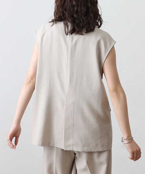 COLONY 2139(コロニートゥーワンスリーナイン)の「テックリネンノーカラーシングルジレ(その他アウター・レディース・ブラック/グレイッシュベージュ/ブラウン/ミント・SMALL/MEDIUM)」の21枚目の写真