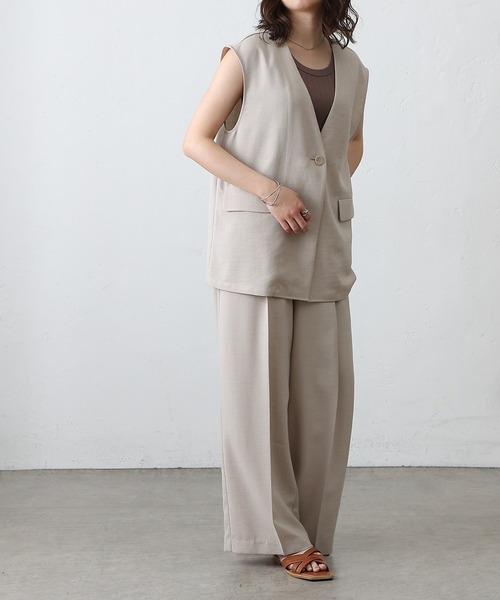 COLONY 2139(コロニートゥーワンスリーナイン)の「テックリネンノーカラーシングルジレ(その他アウター・レディース・ブラック/グレイッシュベージュ/ブラウン/ミント・SMALL/MEDIUM)」の18枚目の写真