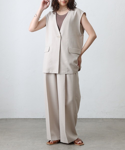 COLONY 2139(コロニートゥーワンスリーナイン)の「テックリネンノーカラーシングルジレ(その他アウター・レディース・ブラック/グレイッシュベージュ/ブラウン/ミント・SMALL/MEDIUM)」の16枚目の写真