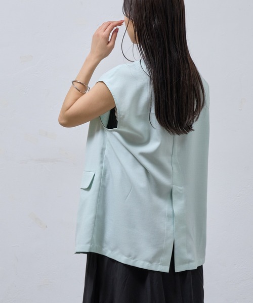 COLONY 2139(コロニートゥーワンスリーナイン)の「テックリネンノーカラーシングルジレ(その他アウター・レディース・ブラック/グレイッシュベージュ/ブラウン/ミント・SMALL/MEDIUM)」の13枚目の写真